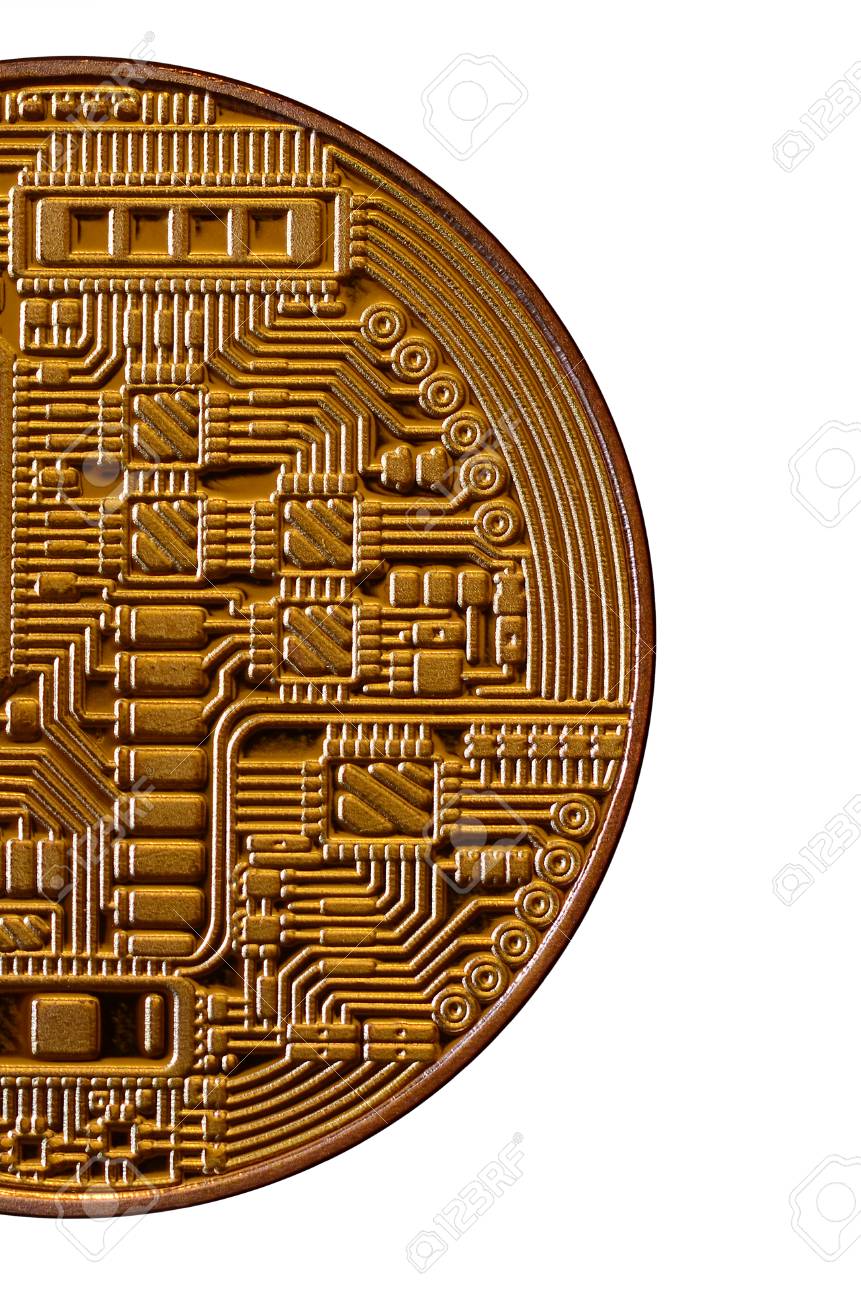 Bitcoin. Moneda Física. Moneda Digital. Concepto De Minería De Criptomonedas.  Moneda De Oro Con Símbolos De Bitcoin Aislados Sobre Fondo Blanco Fotos,  retratos, imágenes y fotografía de archivo libres de derecho. Image