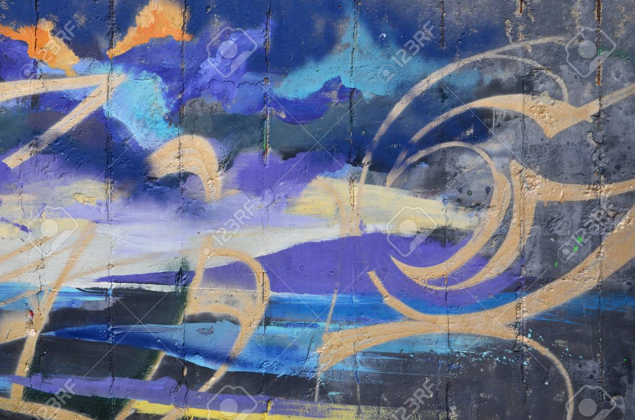 La Textura De Un Fragmento De La Pared Con Pintura De Graffiti