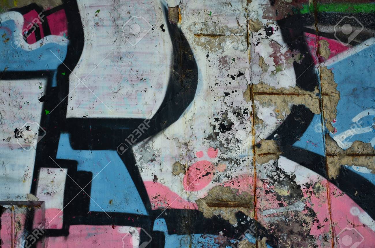 La Textura De Un Fragmento De La Pared Con Pintura De Graffiti