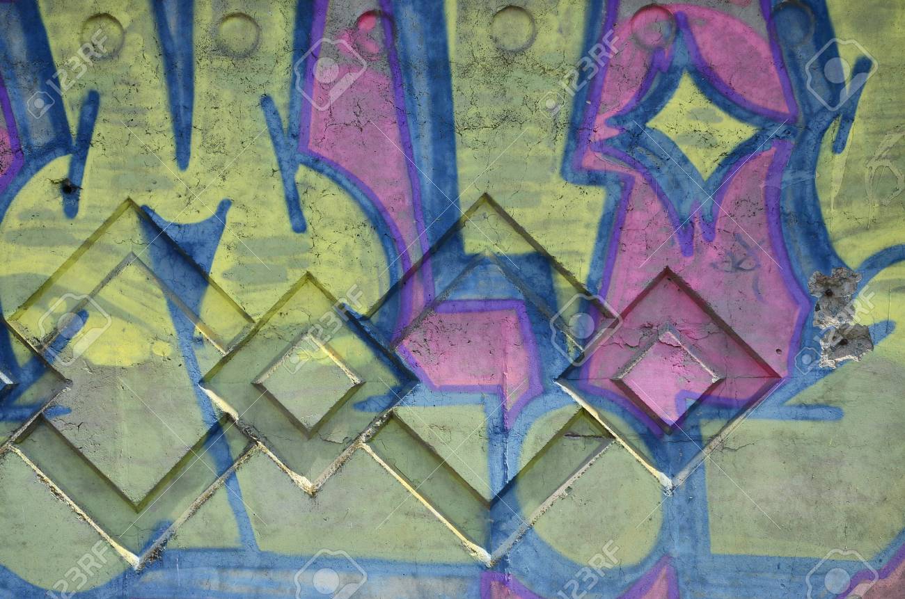 La Textura De Un Fragmento De La Pared Con Pintura De Graffiti