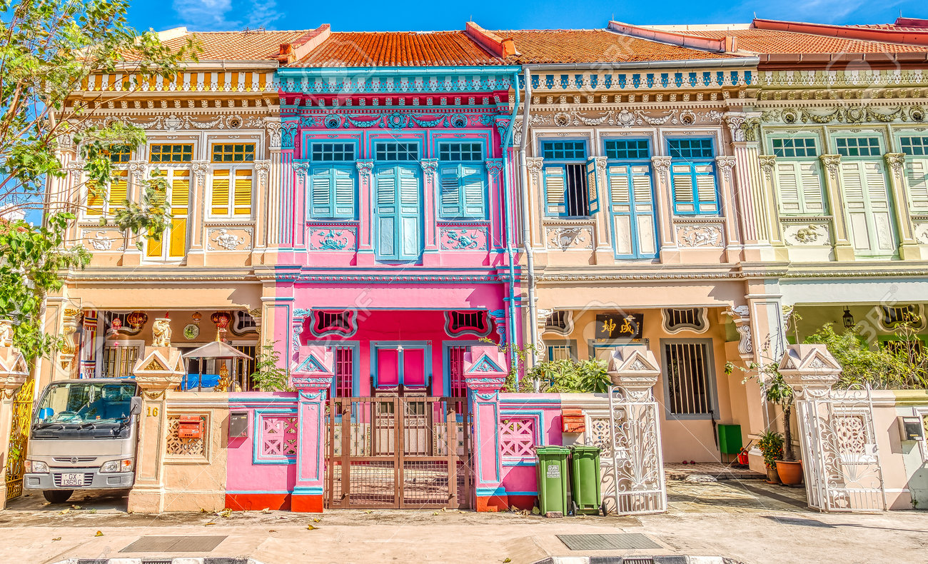 Façades Colorées De Maisons À Georgetown Penang Malaisie Banque D'Images et  Photos Libres De Droits. Image 198349538
