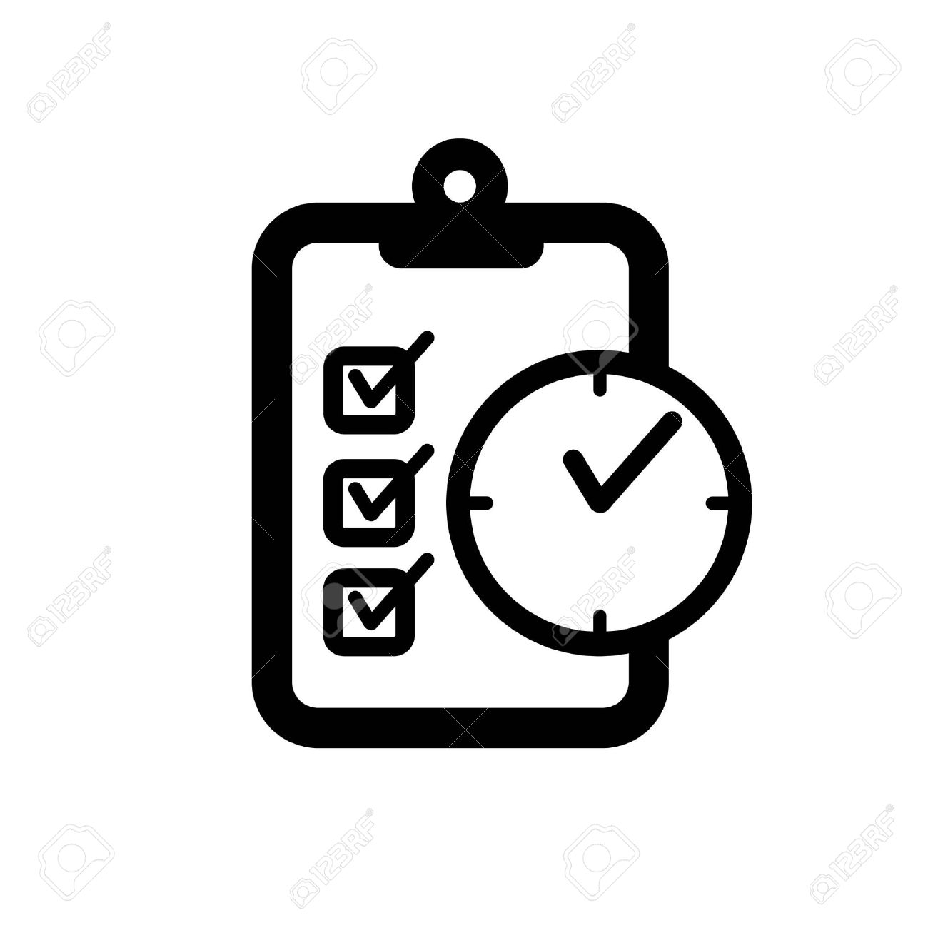 客観的 ontime シンプルな黒と白のフラット アイコンを達成する