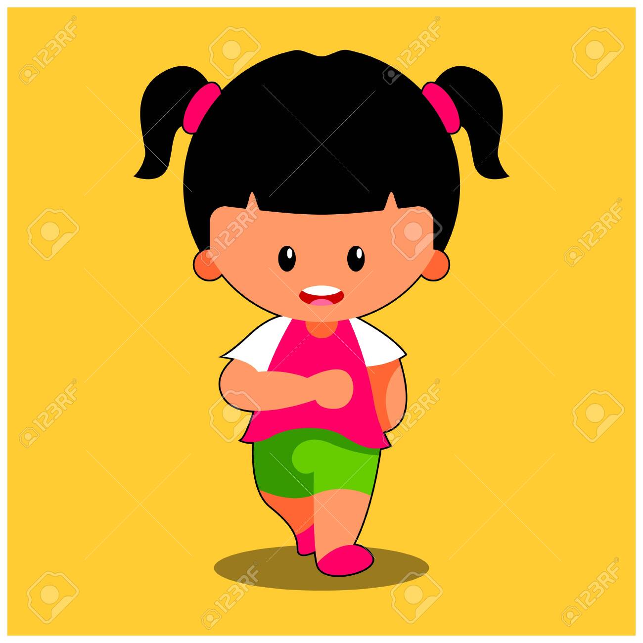 Girl Cartoon Walking, Exercise. Daily Fun Activities. Funny Character Vector  Illustration Royalty Free SVG, Cliparts, Vectors, and Stock Illustration.  Image 158440489., image size:1300x1300