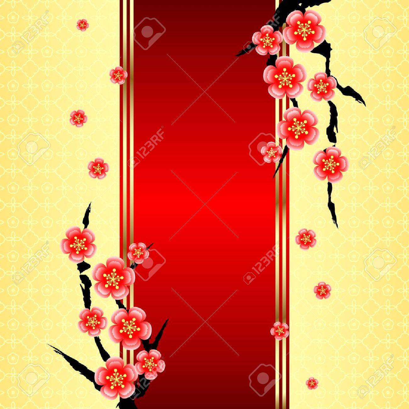 chinese new year greeting card with cherry blossom royalty free chinese new year greetings card