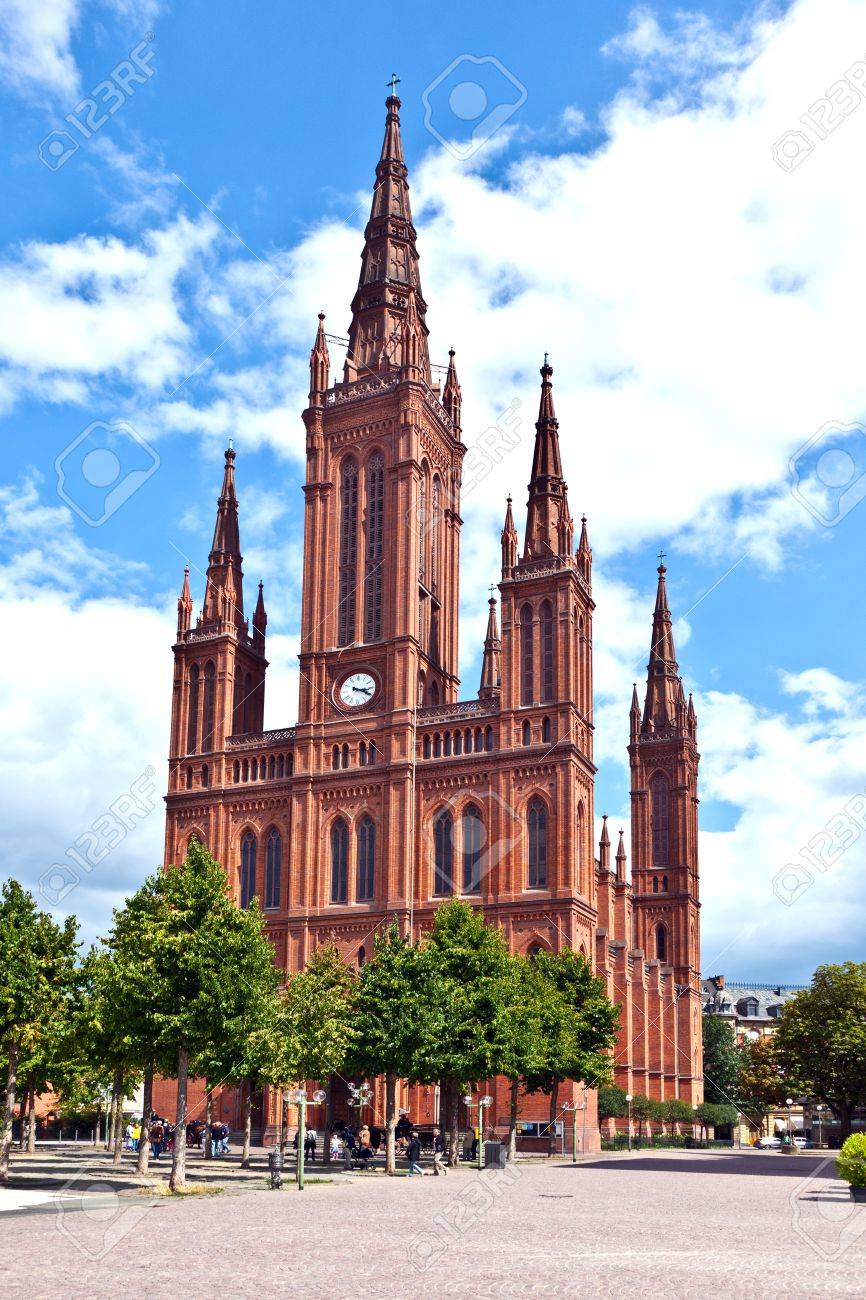 Famous Markt Kirche In Wiesbaden A Brick Building In Neo Gothic Stock Photo Picture And Royalty Free Image Image
