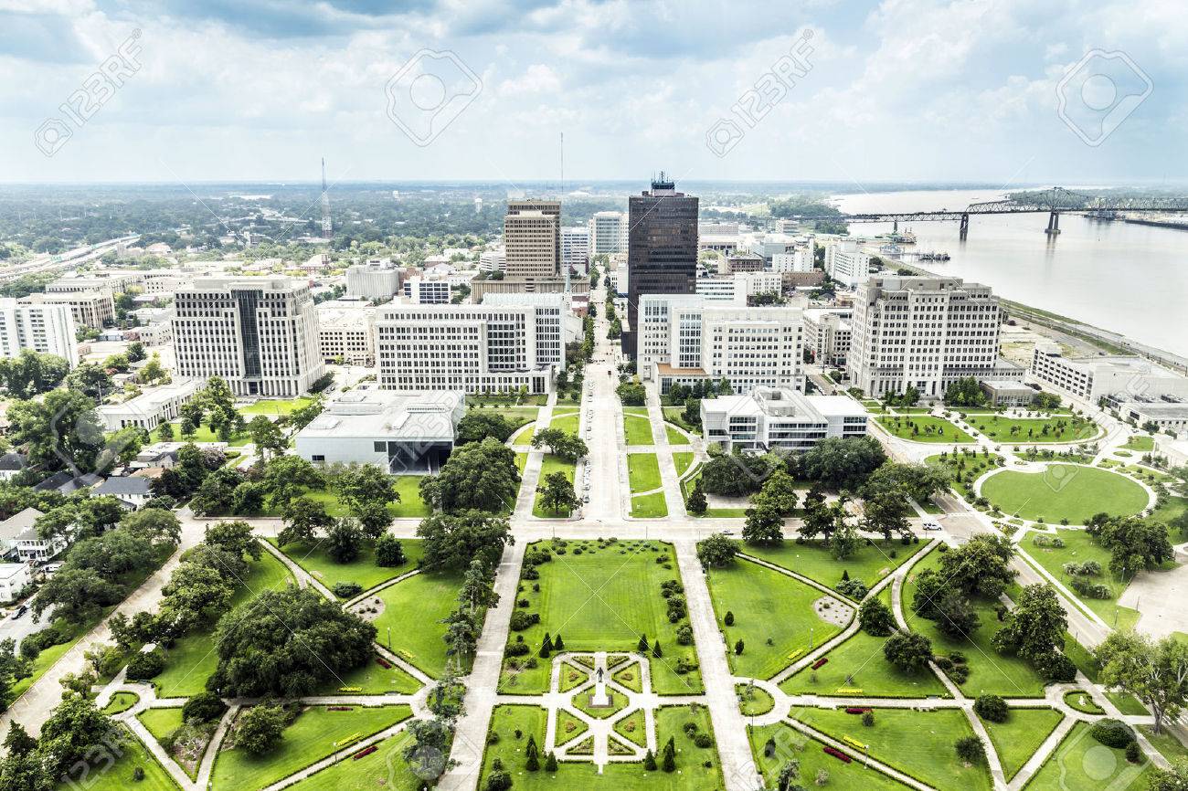 aerial of baton Rouge with Huey Long statue and famous skyline - 24642123 aerial of baton Rouge with Huey Long statue and famous skyline - 24642123