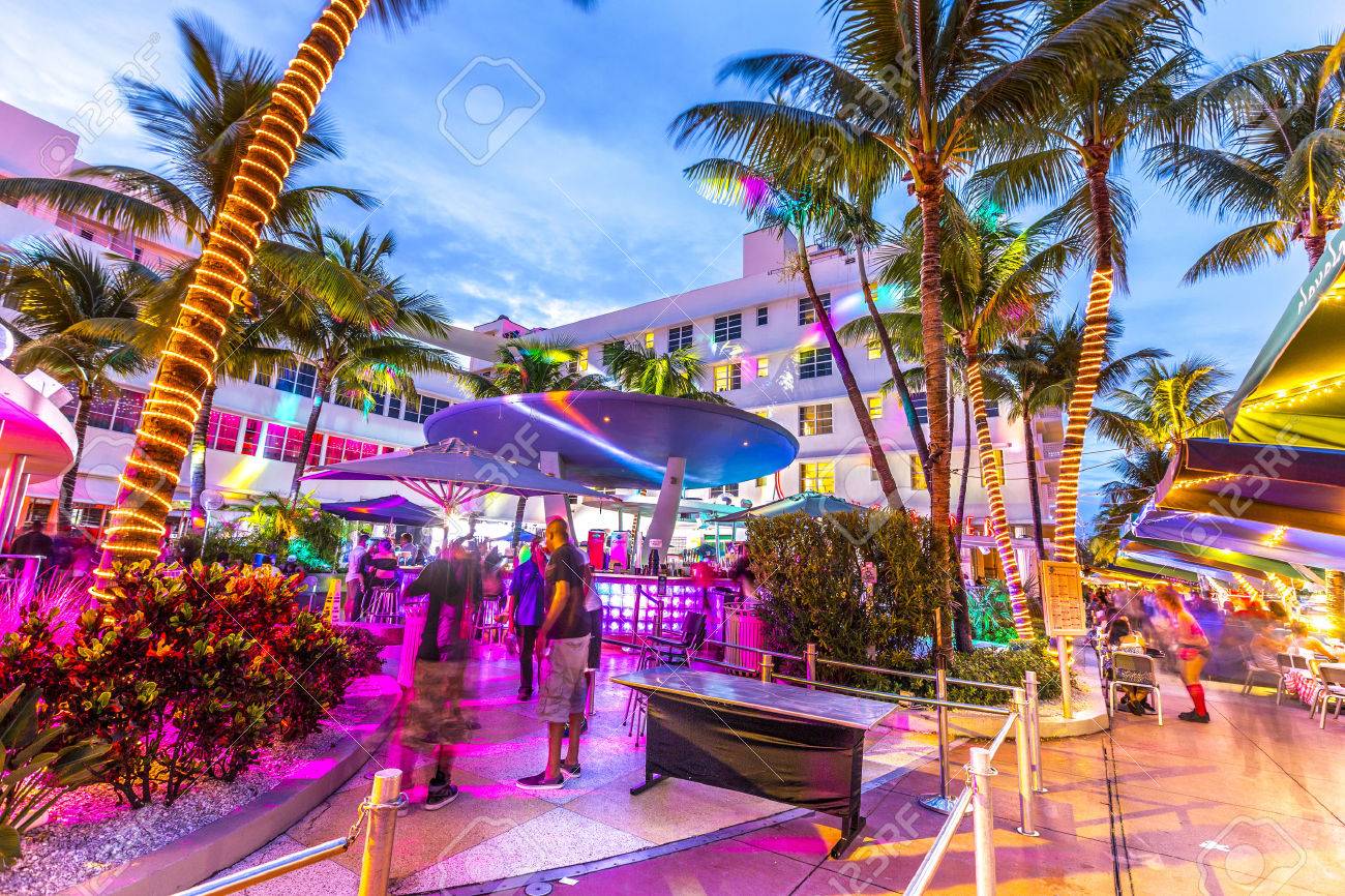 MIAMI, USA - AUG 3, 2013: Night life in te clevelander bar at Ocean drive in Miami, USA. Night-Life in South Beach is one of the main tourist attractions in Miami. - 36654164 MIAMI, USA - AUG 3, 2013: Night life in te clevelander bar at Ocean drive in Miami, USA. Night-Life in South Beach is one of the main tourist attractions in Miami. - 36654164