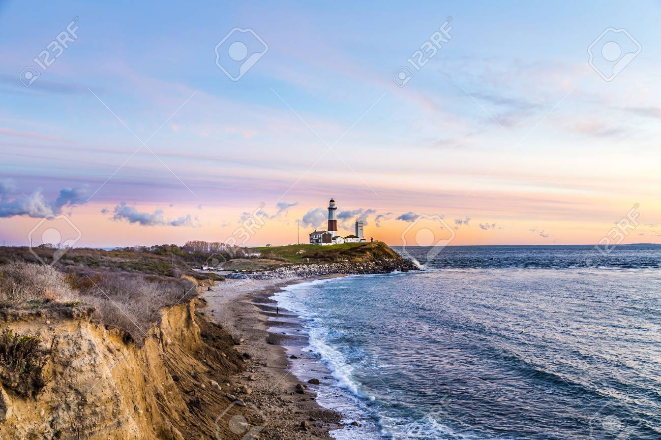 Atlantic ocean waves on the beach at Montauk Point Light, Lighthouse, Long Island, New York, Suffolk County - 55042690 Atlantic ocean waves on the beach at Montauk Point Light, Lighthouse, Long Island, New York, Suffolk County - 55042690
