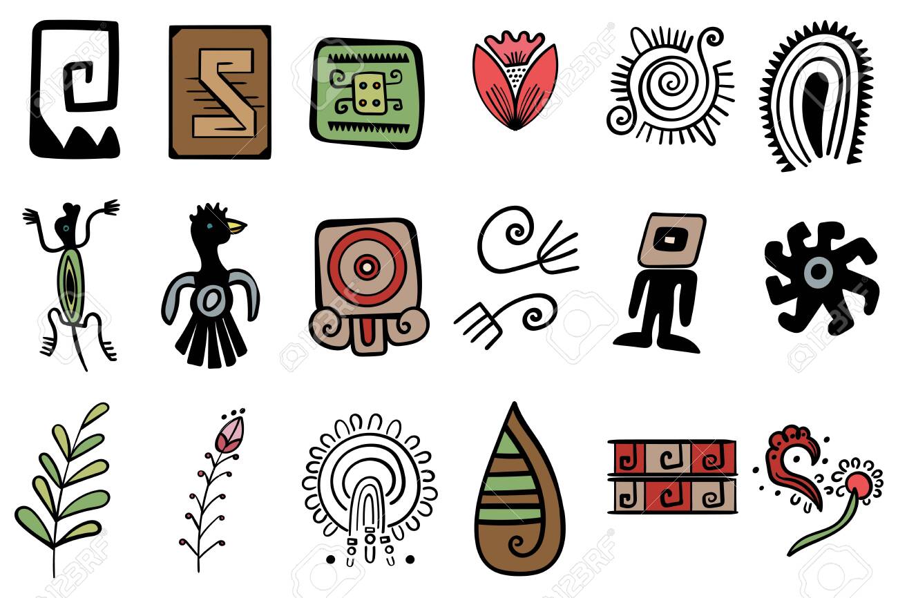 Vector Illustration Of Mayan Symbol. Set Of Graphic Elements. Native  American And Indian Ethnic Ornaments. Set Of Graphic Elements Royalty Free  SVG, Cliparts, Vectors, and Stock Illustration. Image 141354783., image size:1300x866