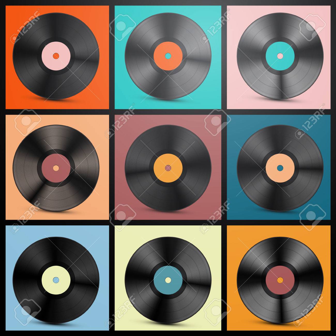 ビニール レコード レトロな Lp ディスク セットのベクター イラストです のイラスト素材 ベクタ Image