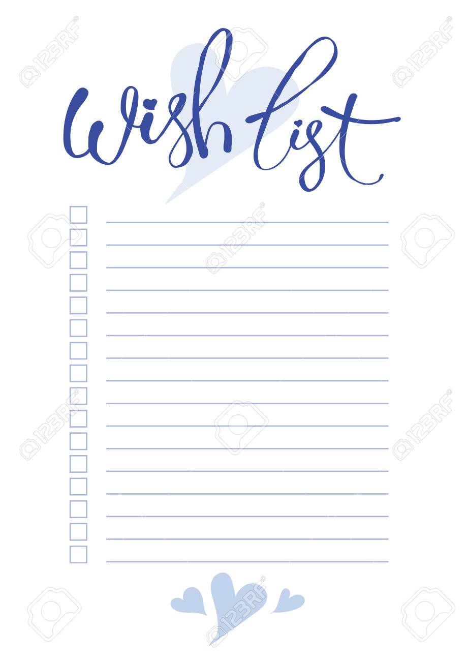 wish list planner blank template bullet journal royalty free