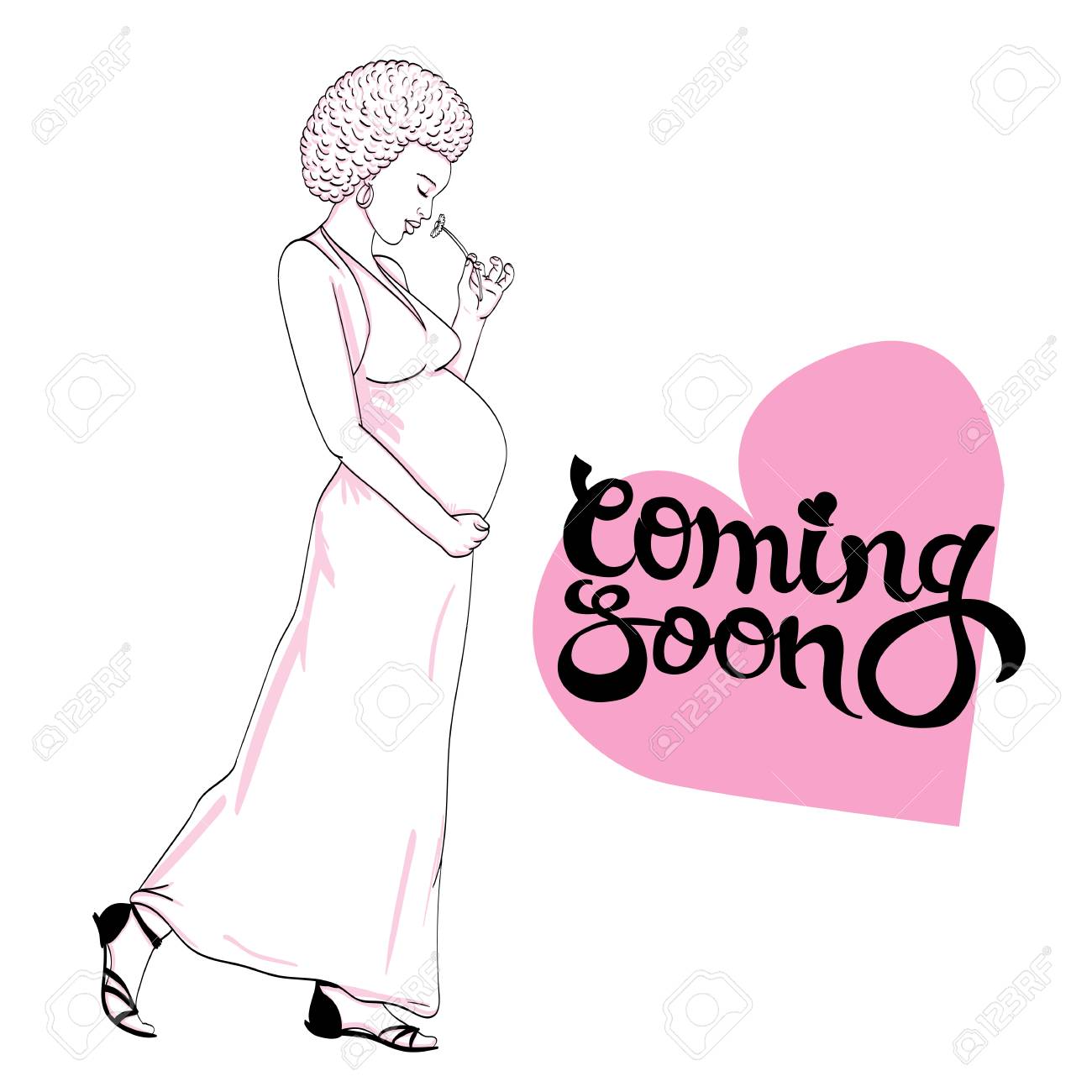 african american pregnant woman in pregnancy dress is prepared birth plan clipart