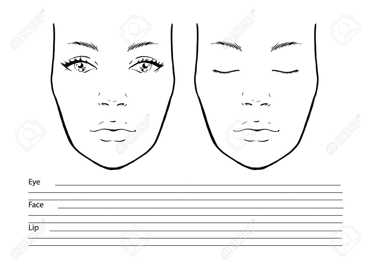 Face Chart Makeup Artist Blank. Template. Vector Illustration. Royalty Free SVG, Cliparts, Vectors, and Stock Illustration. Image 124785289. face-chart-makeup-artist-blank-template-vector-illustration-royalty-free-svg-cliparts-vectors-and-stock-illustration-image-124785289