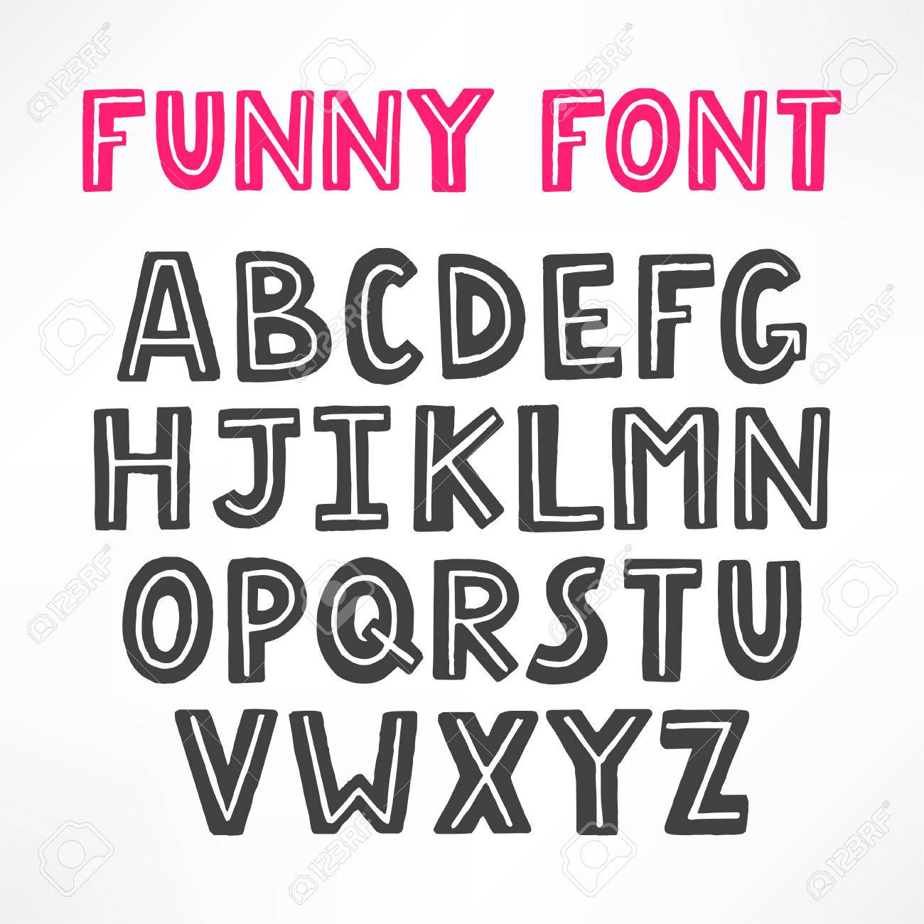 かわいい面白いフォントです。手描きフォントです。大文字に変換