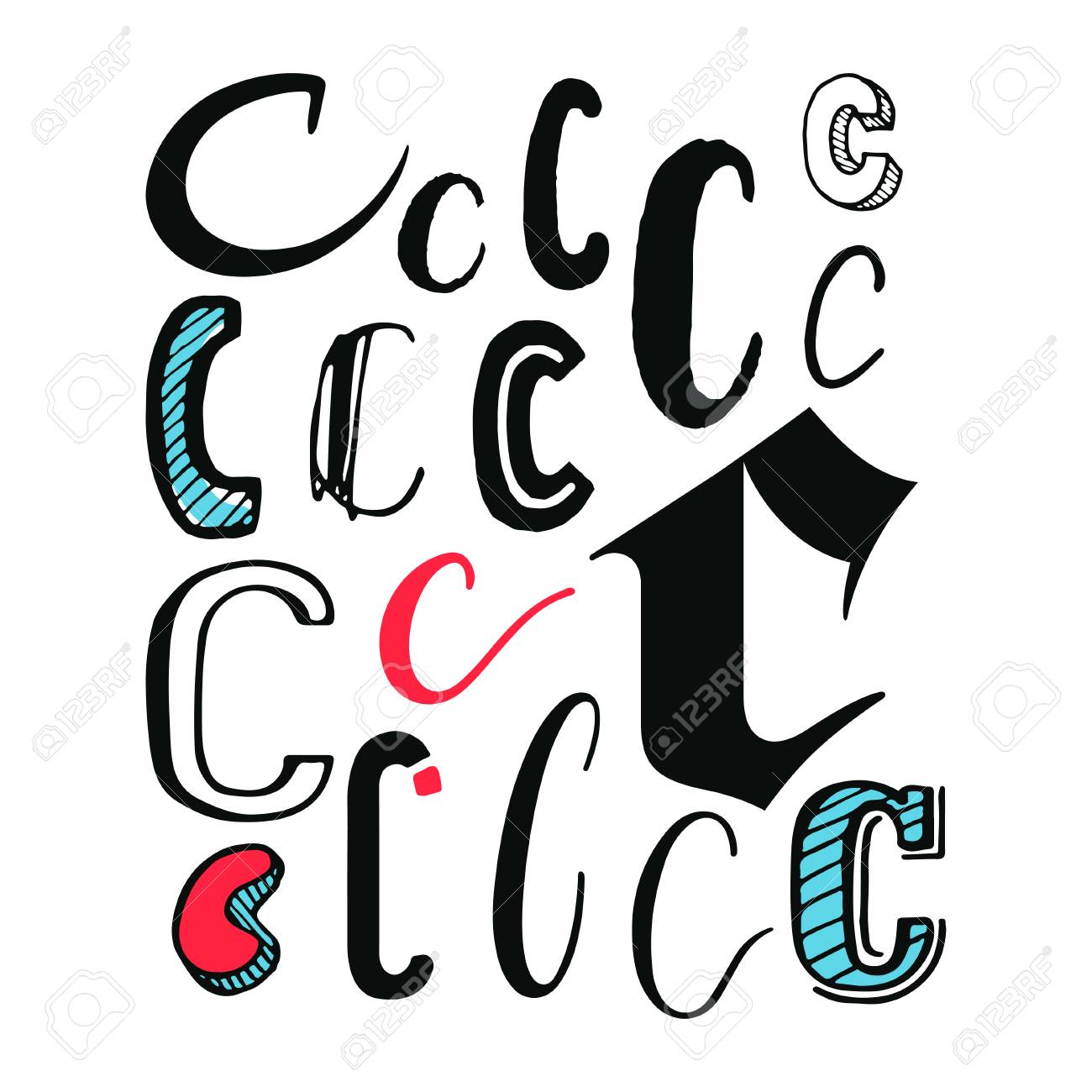 Letters C Set Different Styles Hand Drawn Illustration Royalty Free Cliparts Vectors And Stock Illustration Image 94264346