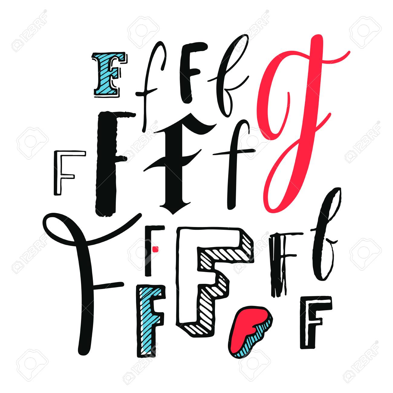 Letters F Set Different Styles Hand Drawn Illustration Royalty Free Cliparts Vectors And Stock Illustration Image 94519452