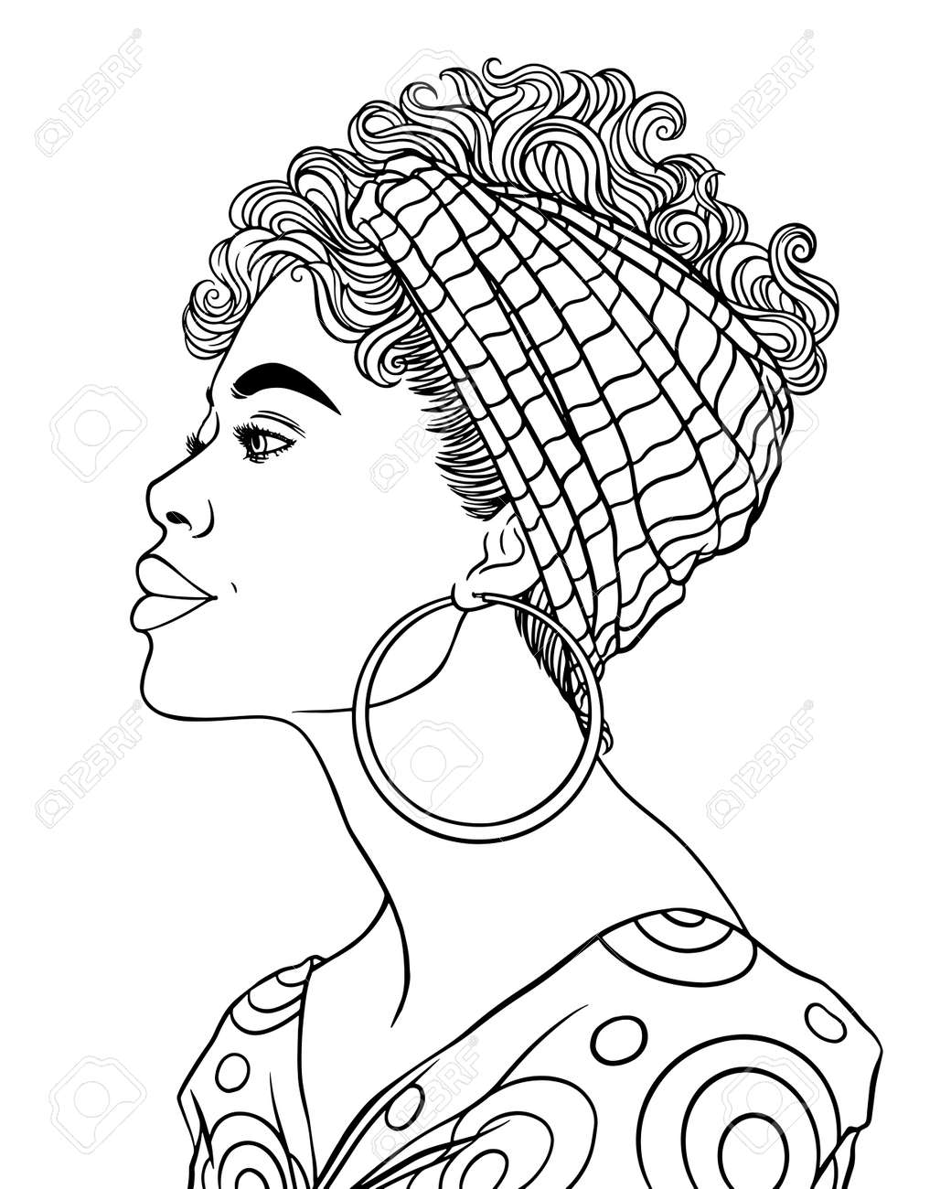 Beautiful African Woman Portrait In Tribal Patterned Clothes Vector  Illustration Royalty Free SVG, Cliparts, Vectors, and Stock Illustration.  Image 170553951., image size:1040x1300