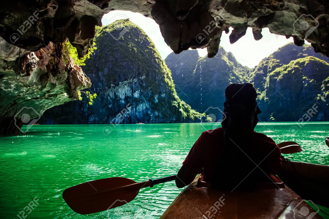 kayaking among caves and lagoon in Ha Long bay - 98249606 kayaking among caves and lagoon in Ha Long bay - 98249606