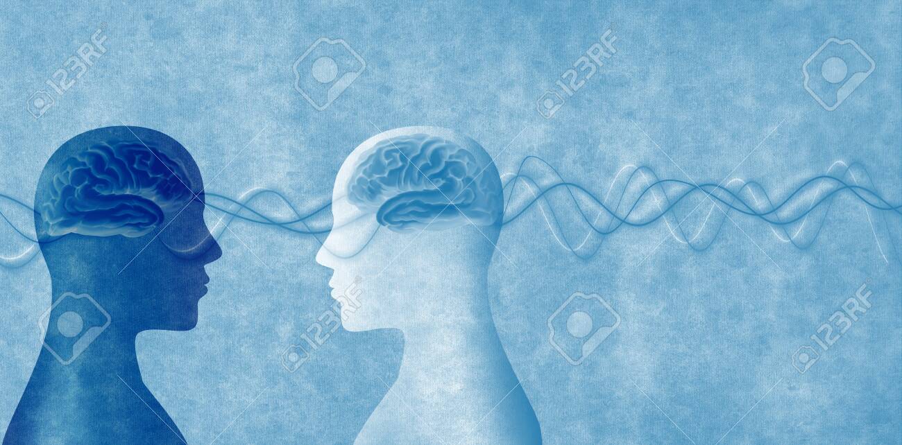 Training of people. Neuroscience development. Intelligence - cognition and education. 2 Human heads in silhouette profile. Concept of memory - neurology and psychology - 129553494 Training of people. Neuroscience development. Intelligence - cognition and education. 2 Human heads in silhouette profile. Concept of memory - neurology and psychology - 129553494