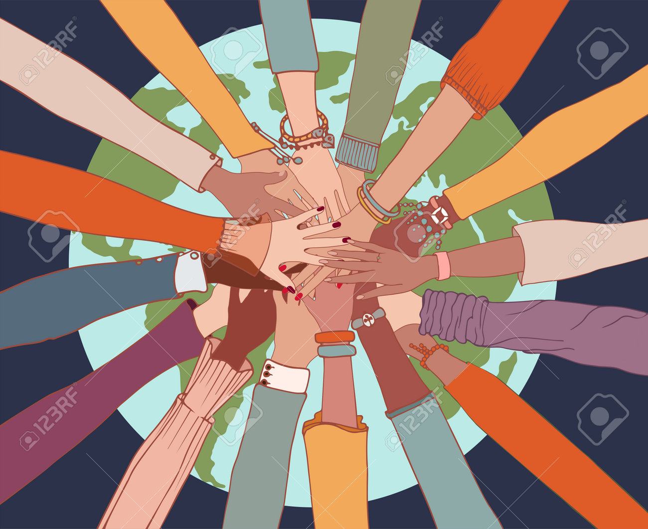 People diversity. Arms and hands on top of each other on the globe.People of diverse race culture ethnicity and country.Integration.Coexistence.Multicultural society. Agreement.Community - 168633982 People diversity. Arms and hands on top of each other on the globe.People of diverse race culture ethnicity and country.Integration.Coexistence.Multicultural society. Agreement.Community - 168633982