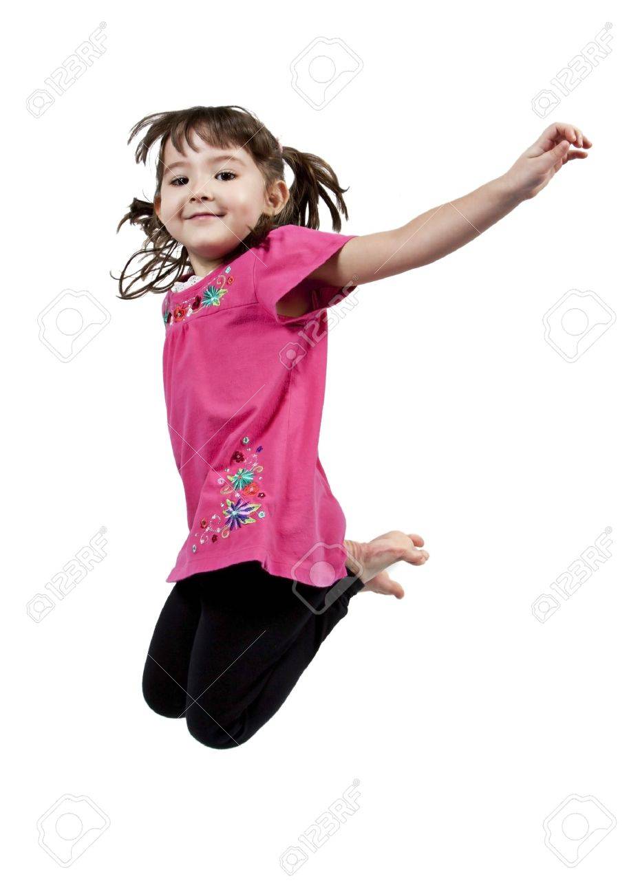 Adorable and happy little girl jumping in air. isolated on white background - 8951878 Adorable and happy little girl jumping in air. isolated on white background - 8951878