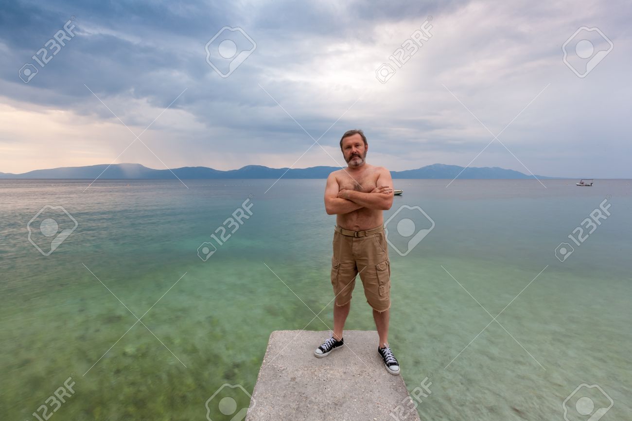 The Wild Beach In Pula Croatia Europe Man Against The Sea