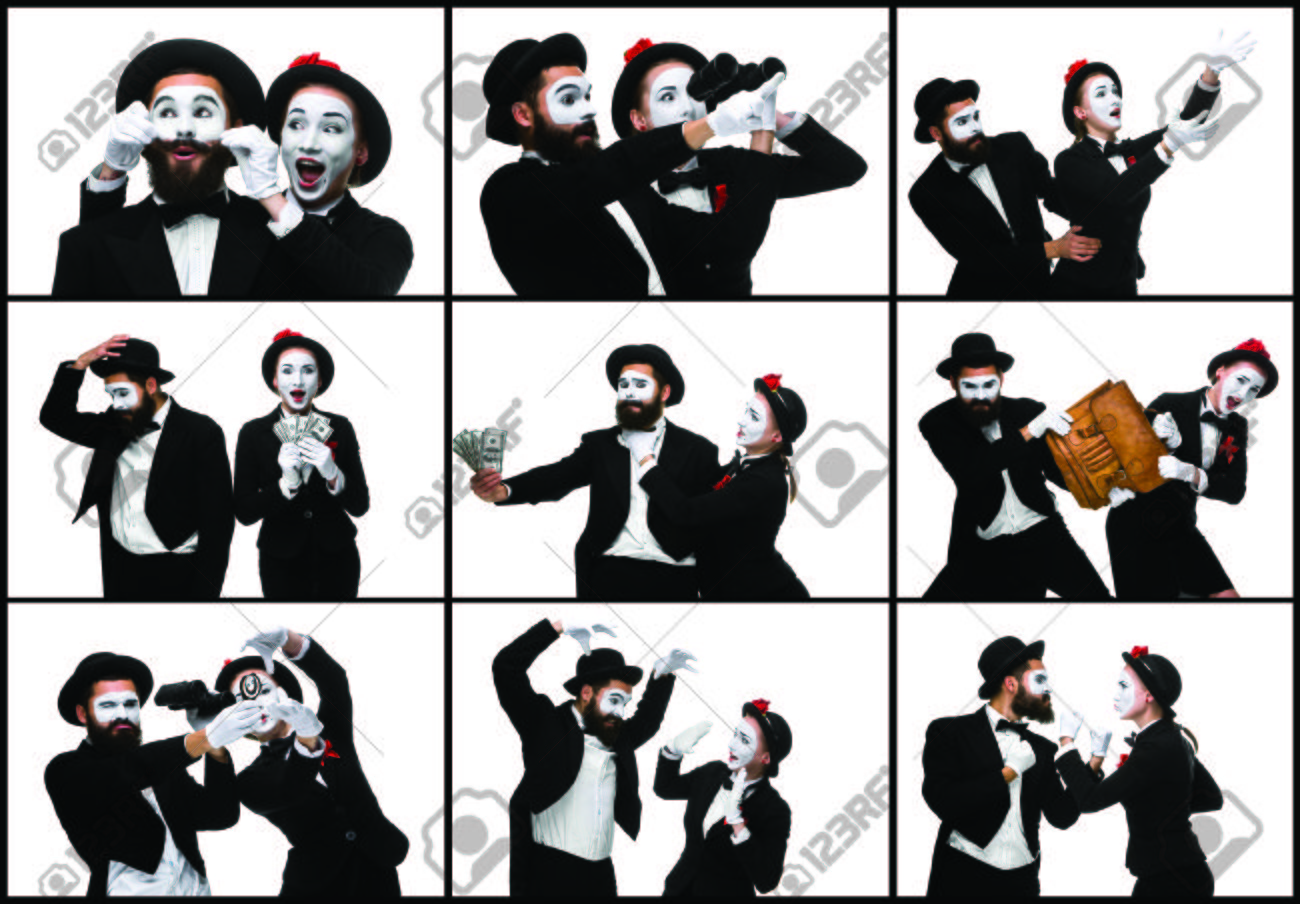the collage from images of two memes as business man and woman 67225216 the collage from images of two memes as business man and woman fighting on white background the conc the collage from images of two memes as business man and woman