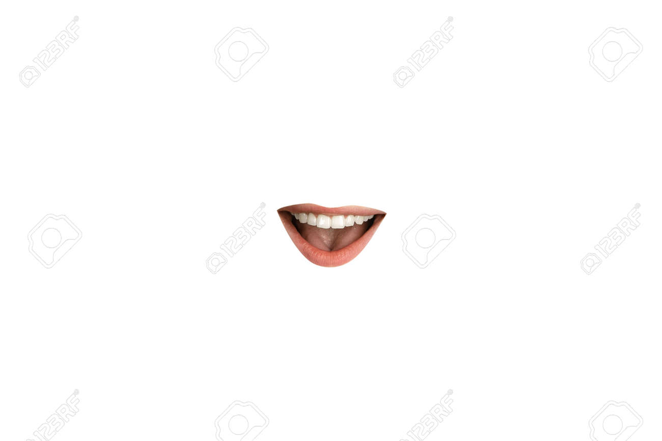 Close-up view of female mouth wearing red lipstick isolated on white studio background. Emotions showing, copyspace ready for advertising or design. Expression, beauty, sensuality, fashion concept. - 154133864 Close-up view of female mouth wearing red lipstick isolated on white studio background. Emotions showing, copyspace ready for advertising or design. Expression, beauty, sensuality, fashion concept. - 154133864