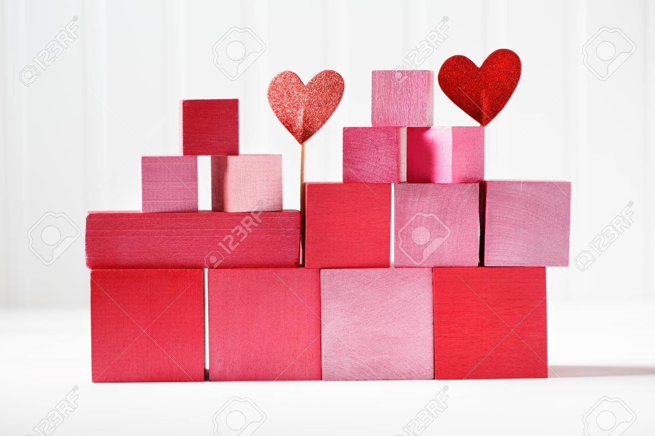 pink wooden blocks