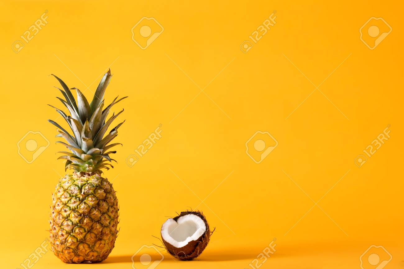 whole pineapple and fresh