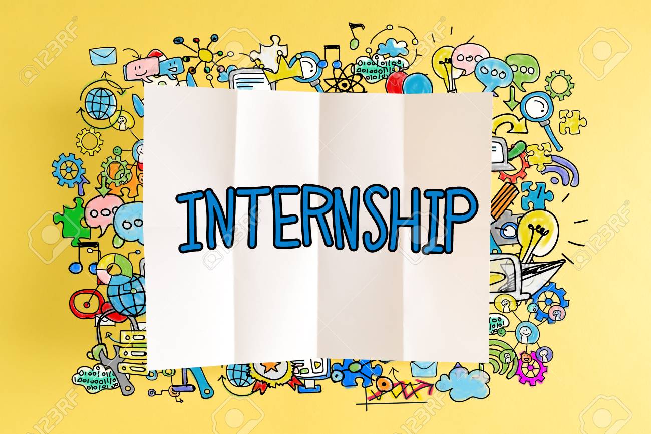 黄色の背景にカラフルなイラストとインターンシップ本文 の写真素材 画像素材 Image 3403