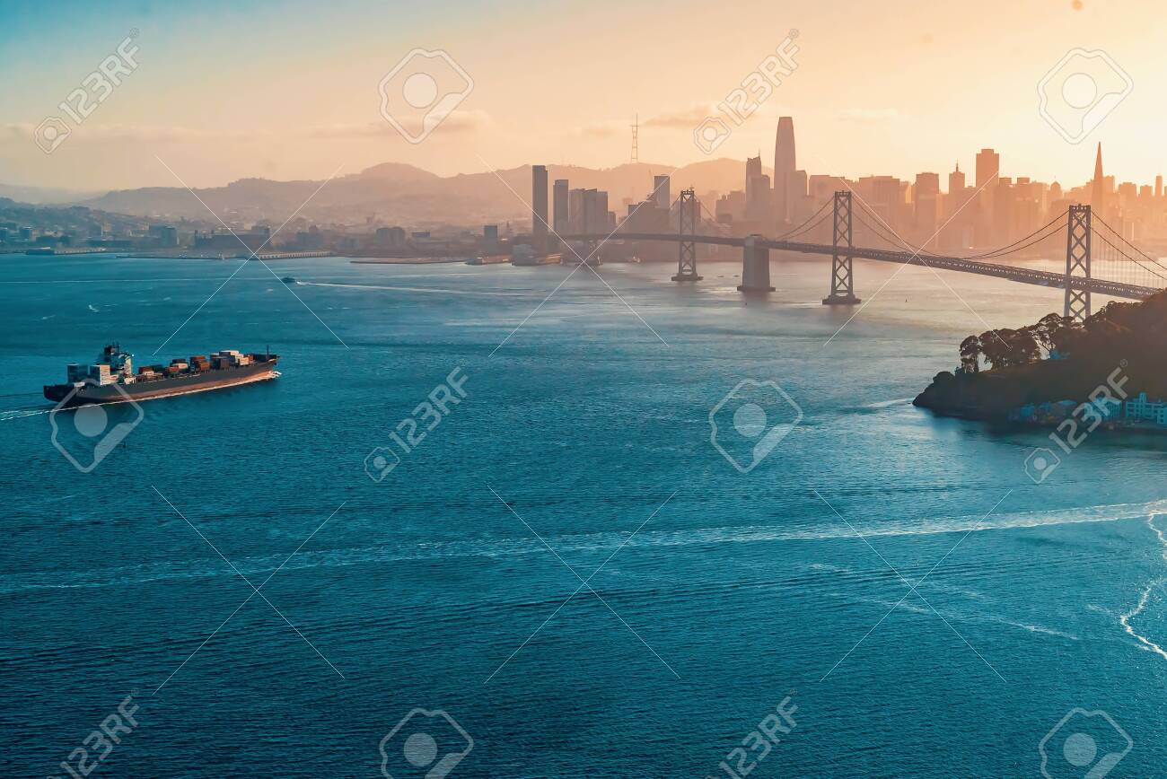Aerial view of the Bay Bridge in San Francisco, CA - 126560616 Aerial view of the Bay Bridge in San Francisco, CA - 126560616