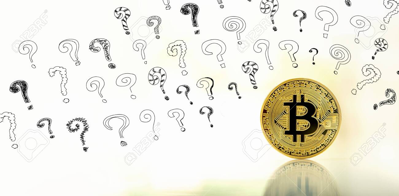 Small Question Marks With Gold Bitcoin Cryptocurrency Coin Stock Photo,  Picture and Royalty Free Image. Image 128821858.