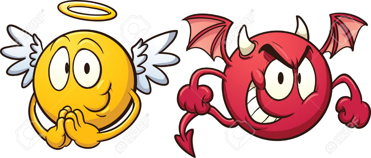 angel and devil emoticons