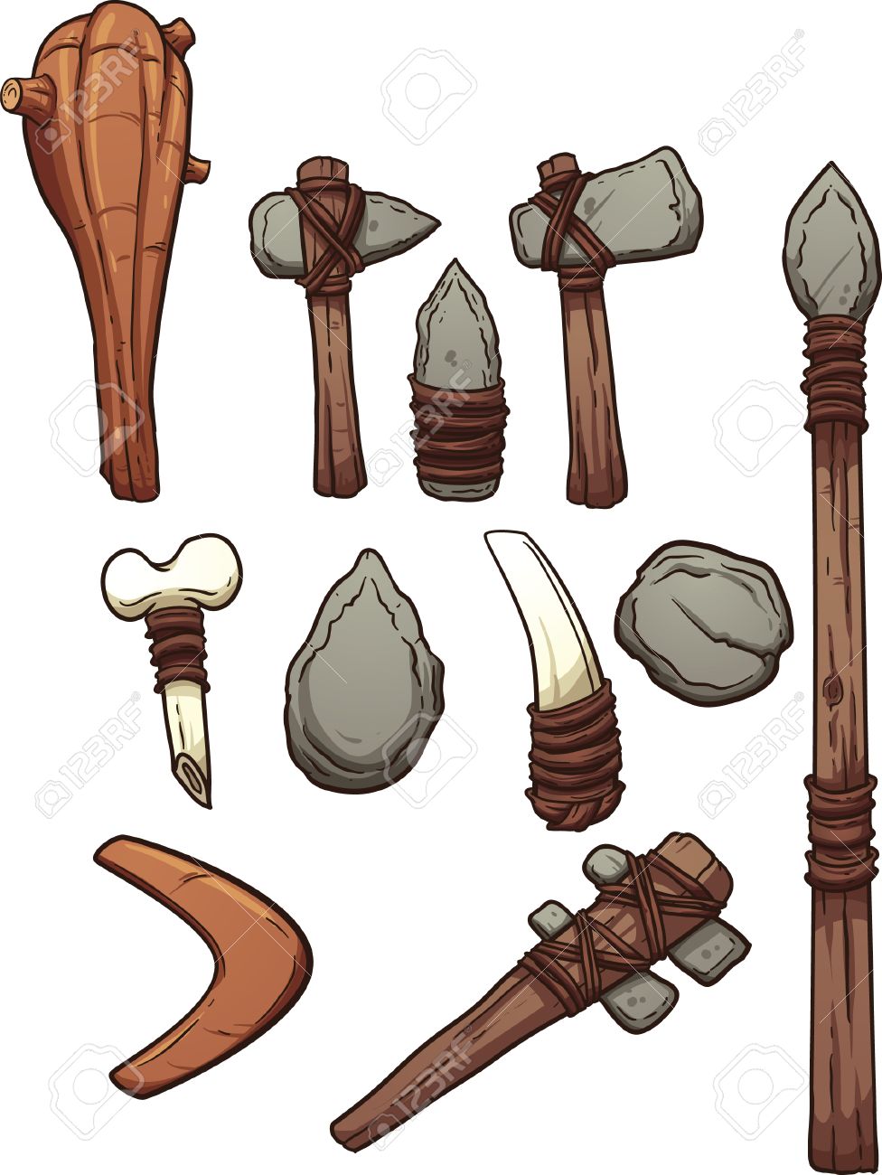 33957885-Prehistoric-weapons-Vector-clip-art-illustration-with-simple-gradients-Each-on-a-separate-layer--Stock-Vector.jpg