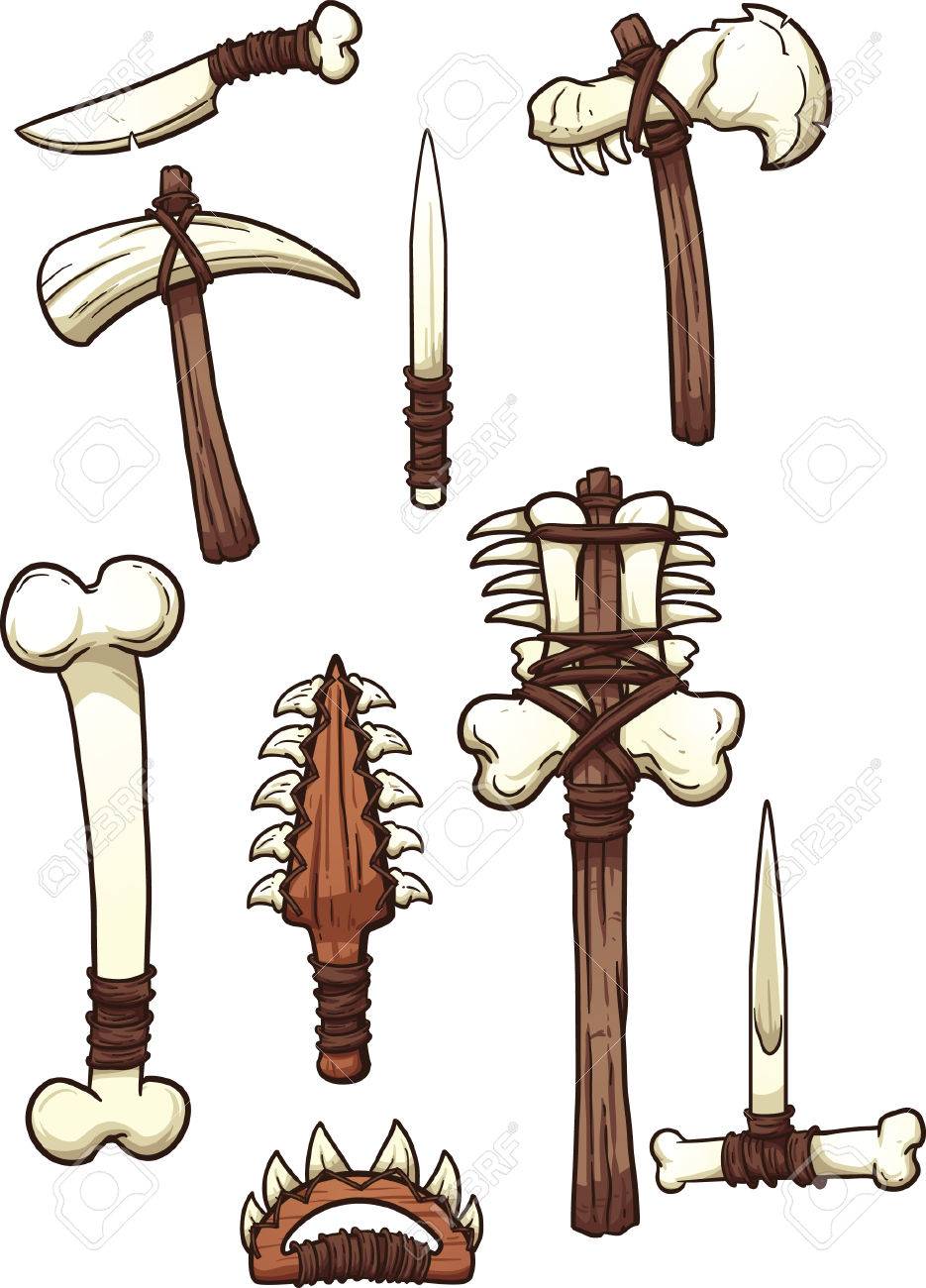 Prehistoric Bone Weapons. Vector Clip Art Illustration With Simple  Gradients. Each On A Separate Layer. Royalty Free SVG, Cliparts, Vectors,  and Stock Illustration. Image 38062656., image size:935x1300