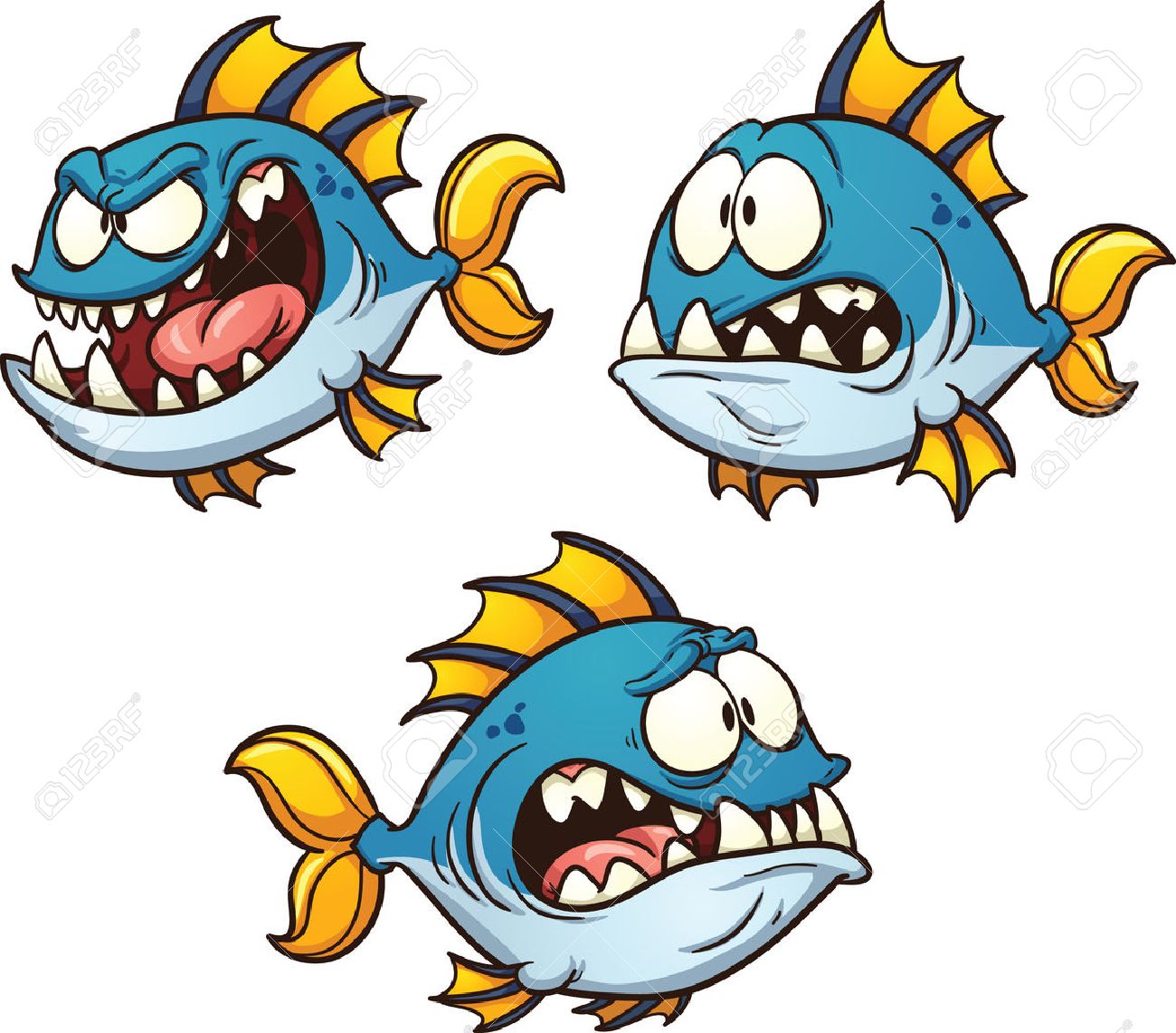 大きな脂肪と邪悪な漫画の魚 シンプルなグラデーション ベクター クリップ アート イラスト それぞれ別のレイヤーにします 簡単 に編集用に別のレイヤーに目の生徒 のイラスト素材 ベクタ Image