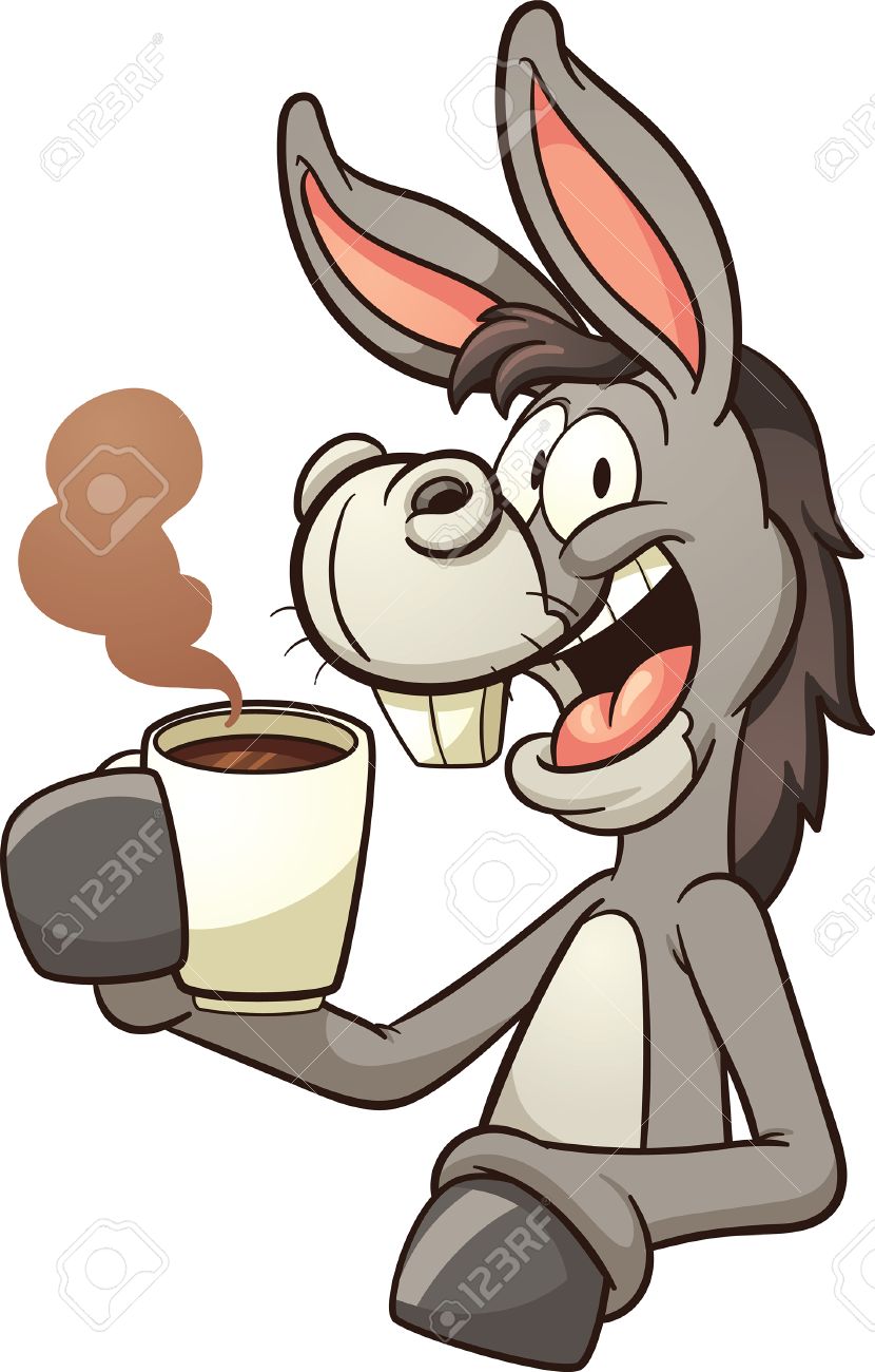 Burro De La Historieta De Tomar Café. Vector De Imágenes Prediseñadas  Ilustración Con Gradientes Simples. Asno Y El Café Turco En Capas  Separadas. Ilustraciones Vectoriales, Clip Art Vectorizado Libre De  Derechos. Image