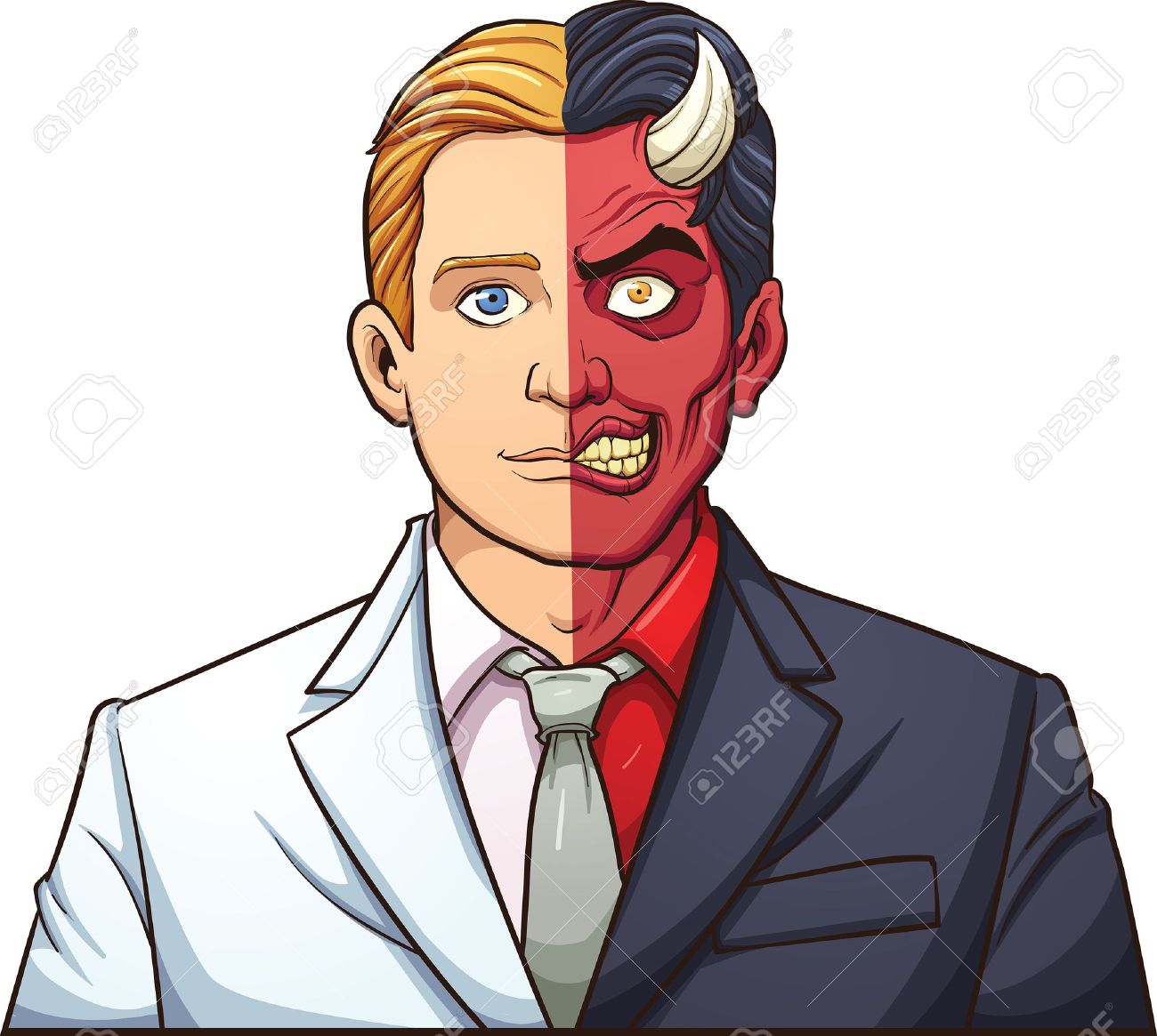 Half angel, half devil. clip art illustration with simple gradients. All in a single layer. - 51059396 Half angel, half devil. clip art illustration with simple gradients. All in a single layer. - 51059396