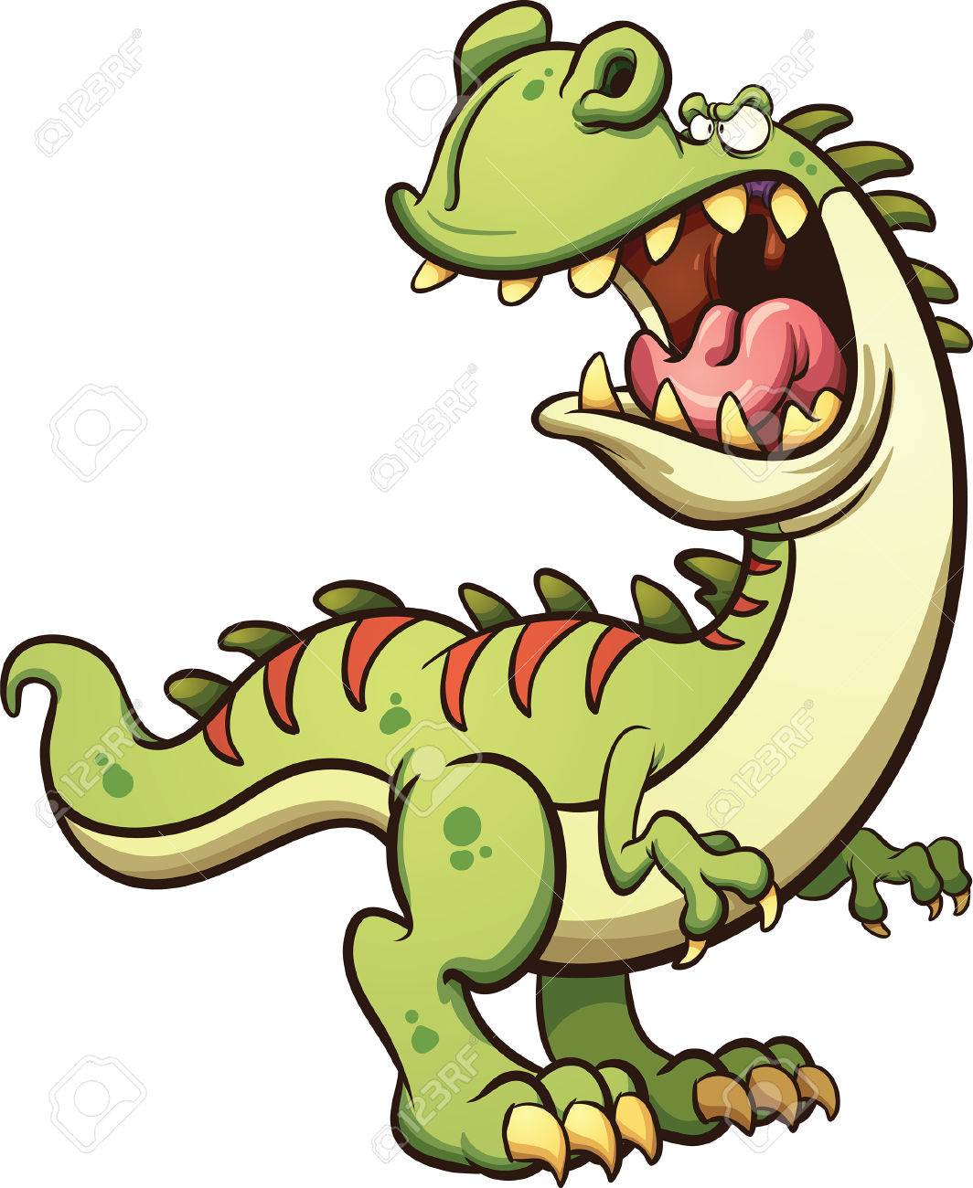 Roaring cartoon T-Rex dinosaur. Vector clip art illustration with simple gradients. All in a single layer. - 52210111 Roaring cartoon T-Rex dinosaur. Vector clip art illustration with simple gradients. All in a single layer. - 52210111