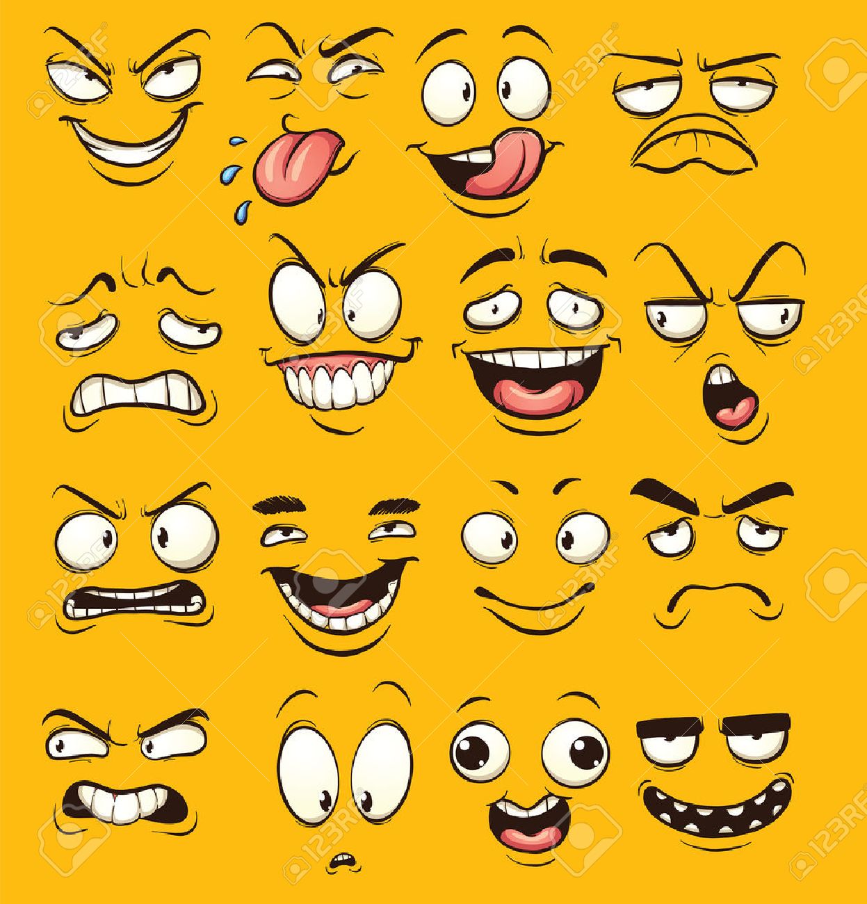 Funny cartoon faces. clip art illustration with simple gradients. Each face on a separate layer. - 54182157 Funny cartoon faces. clip art illustration with simple gradients. Each face on a separate layer. - 54182157