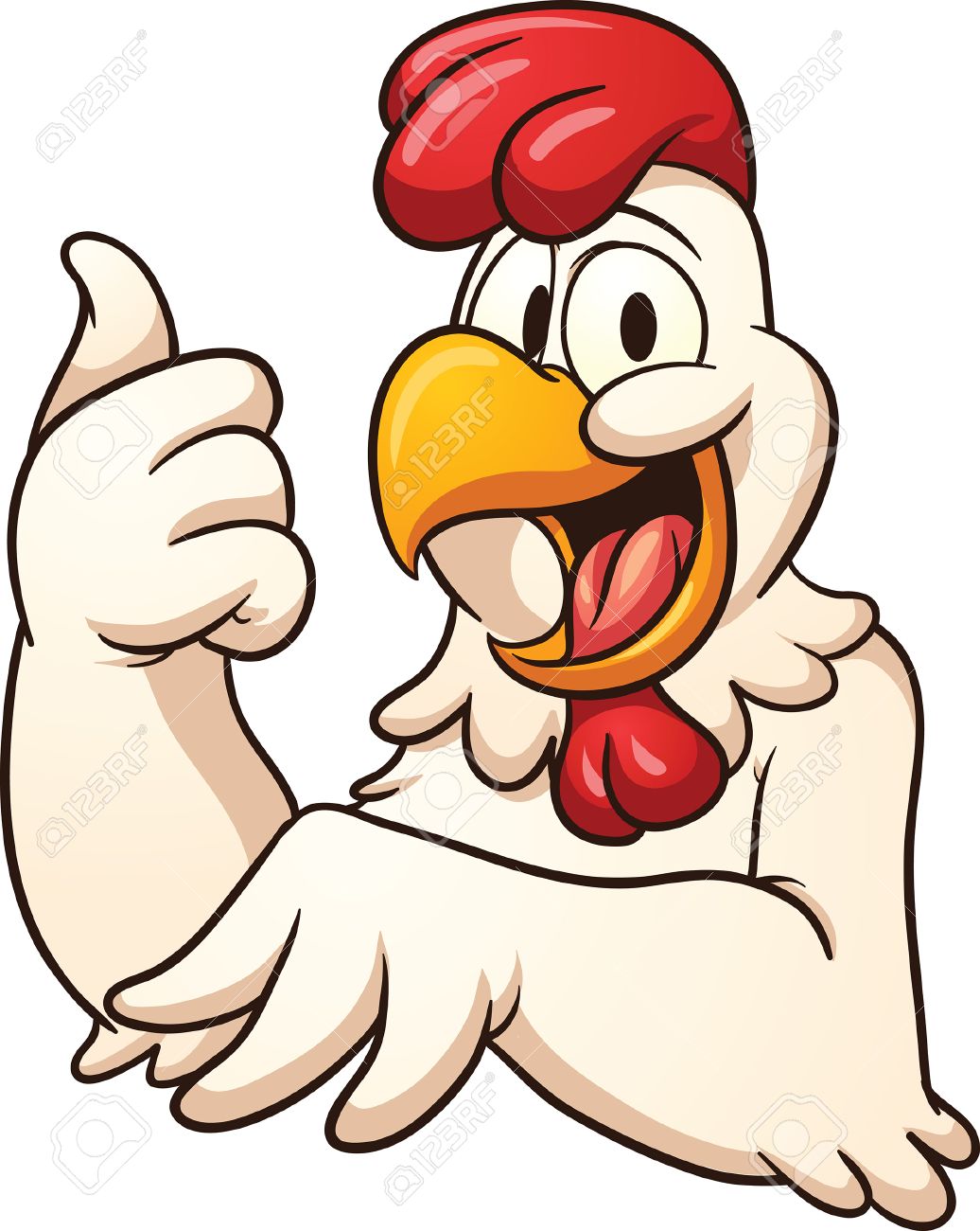 happy chicken with thumbs