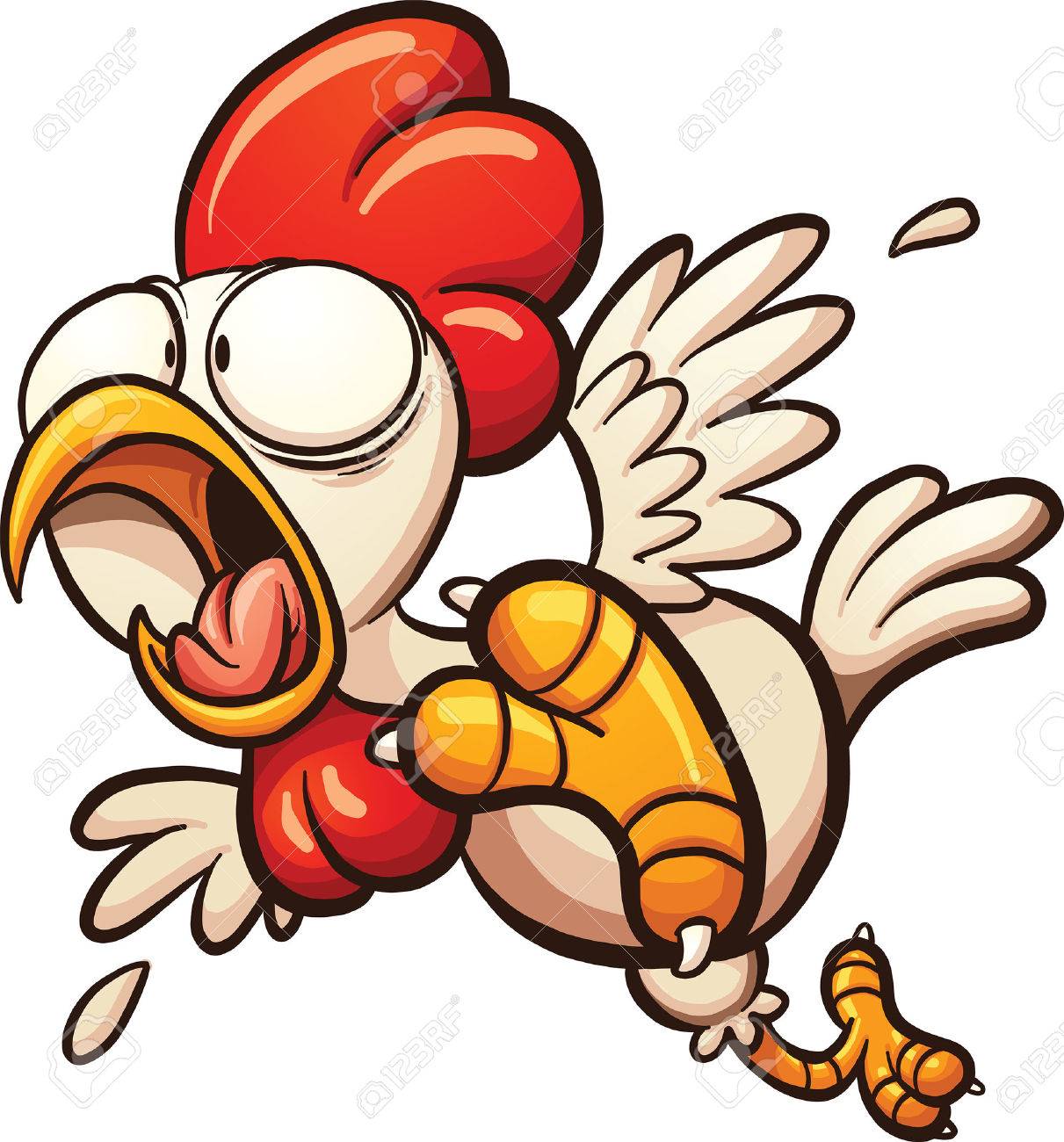 Scared cartoon chicken. Vector clip art illustration with simple gradients. All in a single layer. - 61546276 Scared cartoon chicken. Vector clip art illustration with simple gradients. All in a single layer. - 61546276