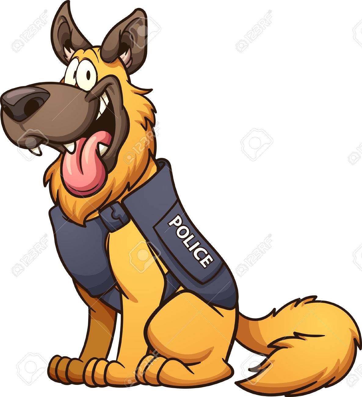 Karikatur Polizeihund Vektor Clip Art Illustration Mit Einfachen Farbverlaufen Hund Weste Und Text Auf Separaten Ebenen Lizenzfrei Nutzbare Vektorgrafiken Clip Arts Illustrationen Image 78169167