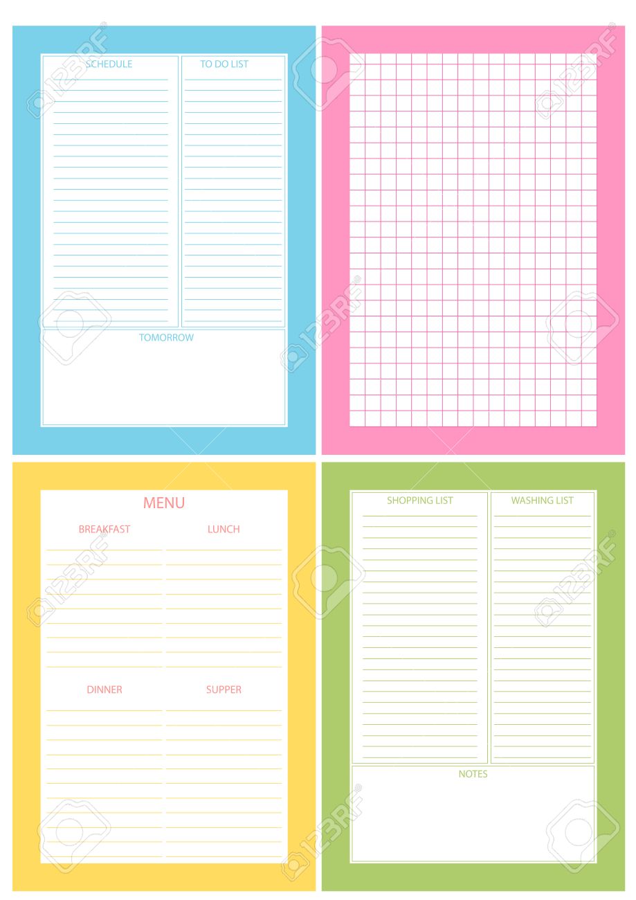 printable planner template set of 4 sheets for printable diary to do sheets