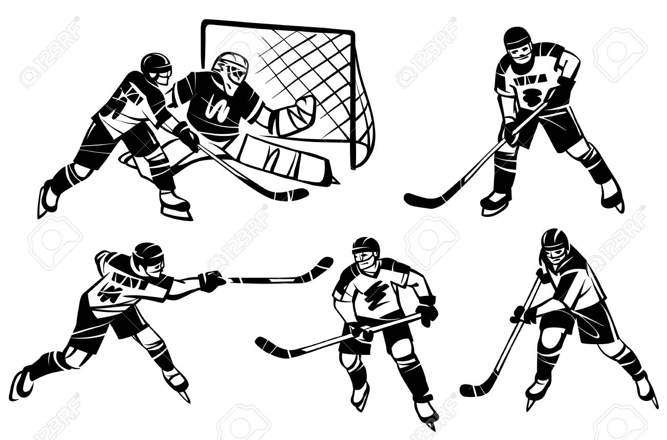 アイスホッケー冬スポーツ手描きイラスト のイラスト素材 ベクタ Image