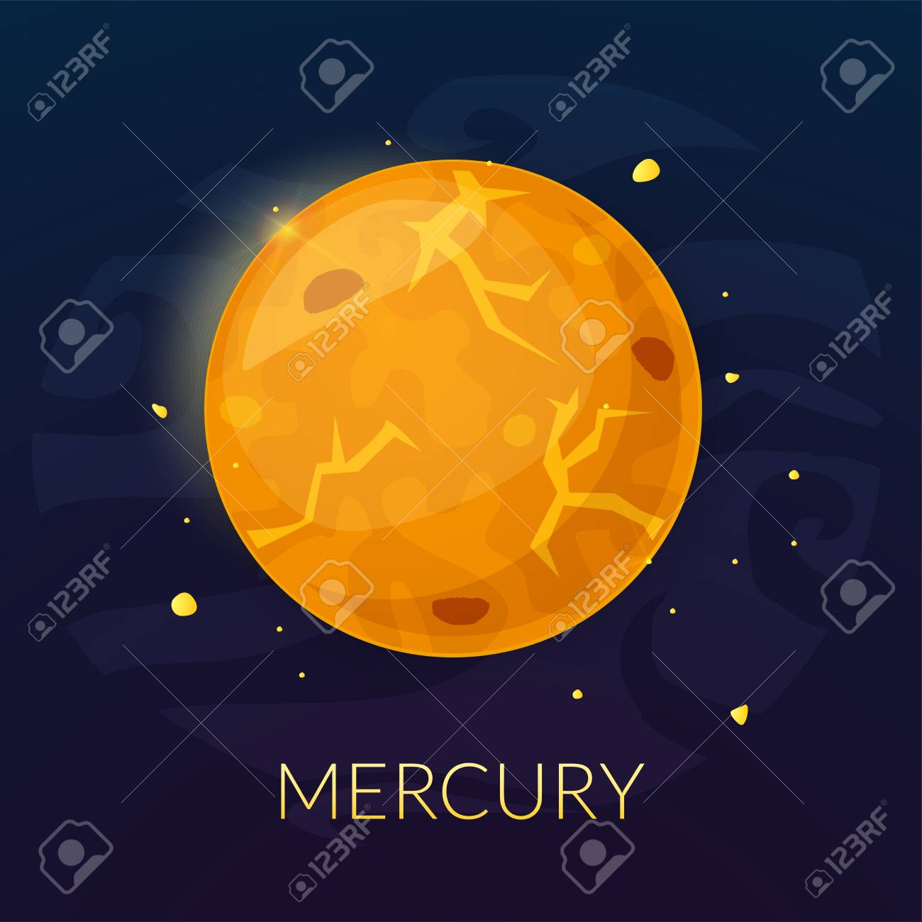 The Planet Mercury, Vector Illustration Isolated On Background Royalty Free  SVG, Cliparts, Vectors, and Stock Illustration. Image 68804436., image size:1300x1300