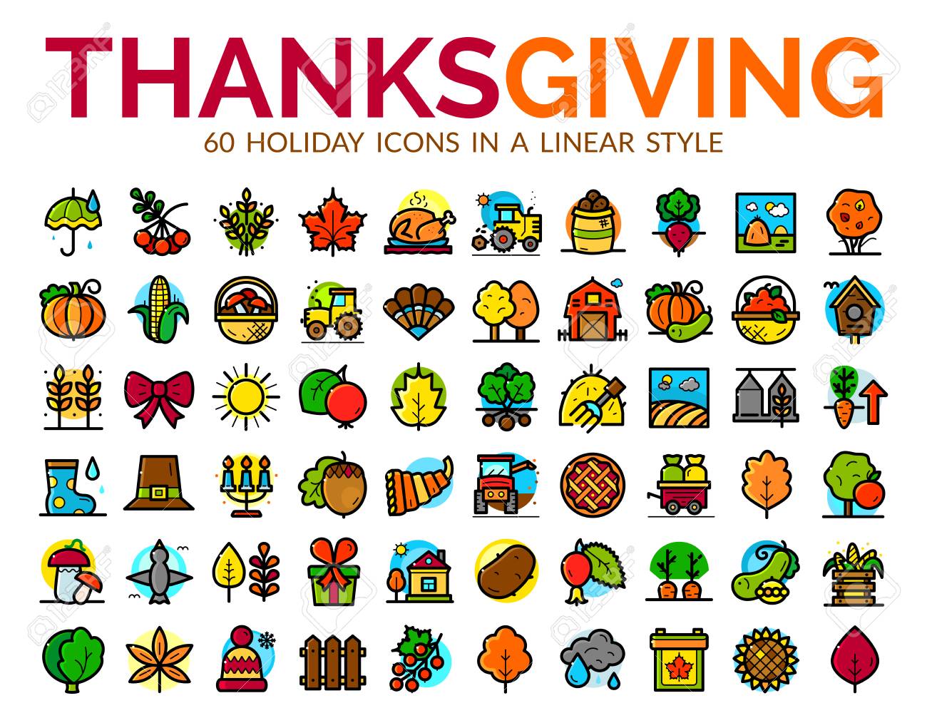 thanksgiving day vector icons set royalty free cliparts vectors
