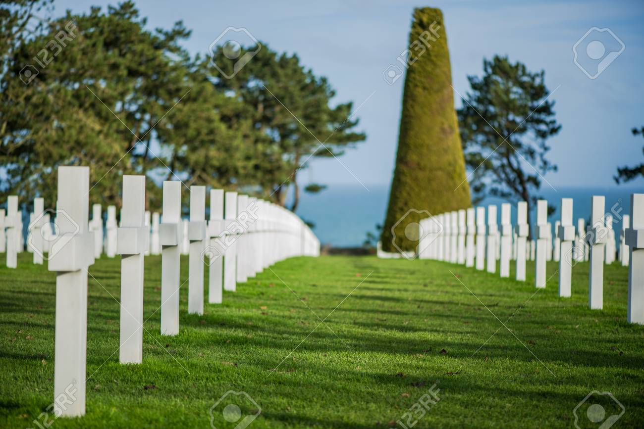 White Crosses In American Cemetery Coleville Sur Mer Omaha