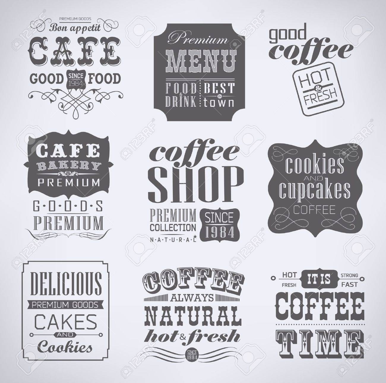 Retro Vintage Bakery Labels And Typography Coffee Shop Cafe Royalty Free Cliparts Vectors And Stock Illustration Image 23755791